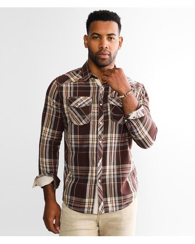 BKE Plaid Standard Shirt - Brown
