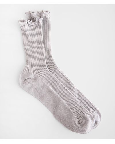 BKE Metallic Ruffle Socks - Gray