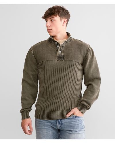 BKE Washed Henley Sweater - Brown