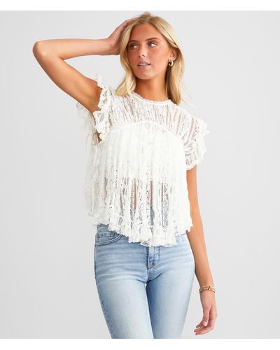 Free People Lucea Lace Top - White