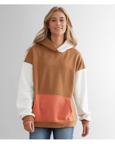 BKE Color Block Hooded Sweatshirt - Brown