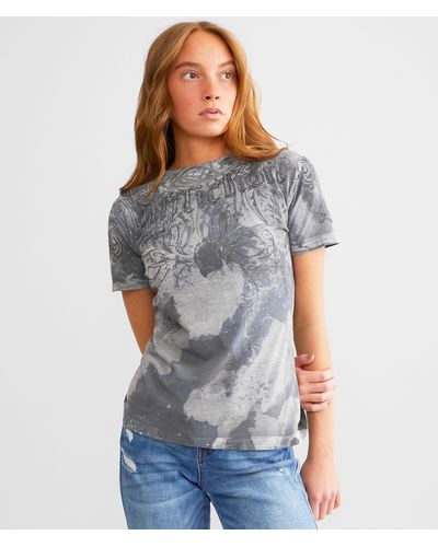 Affliction Chantelle T-Shirt - Women's T-Shirts in White Black Lava Tint