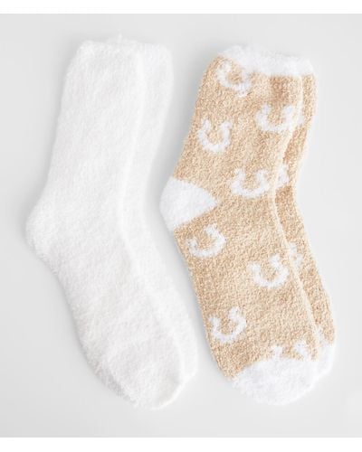 BKE 2 Pack Plush Socks - White