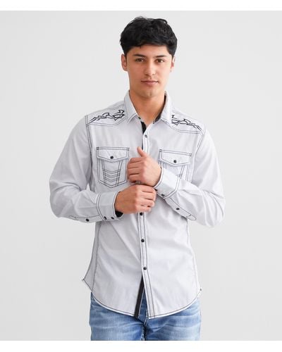 Buckle Black Striped Athletic Stretch Shirt - White
