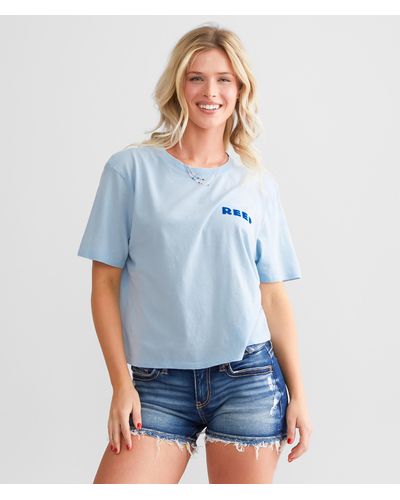 Reef Fountains Cropped T-shirt - Blue
