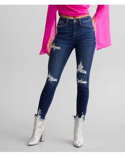 Flying Monkey High Rise Ankle Skinny Stretch Jean - Pink
