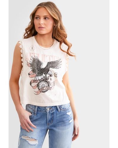 Affliction American Customs Wild Wheel Cropped Tank Top - White