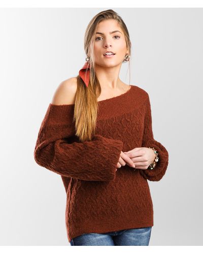 BKE Off The Shoulder Sweater - Brown