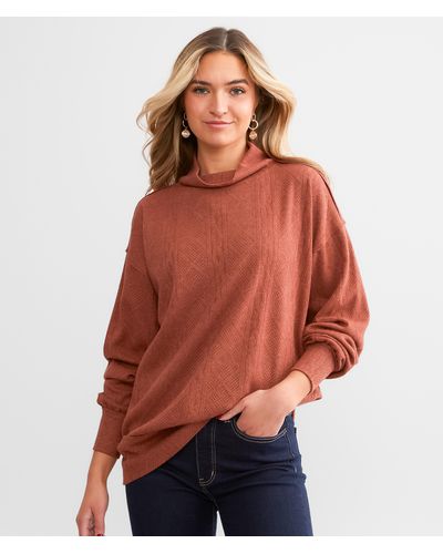 BKE Cowl Neck Knit Top - Red