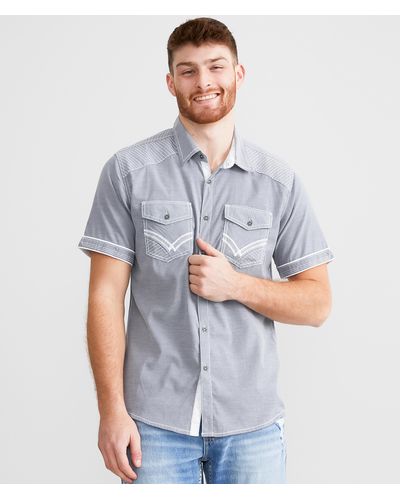 Buckle Black Embroidered Standard Stretch Shirt - Gray