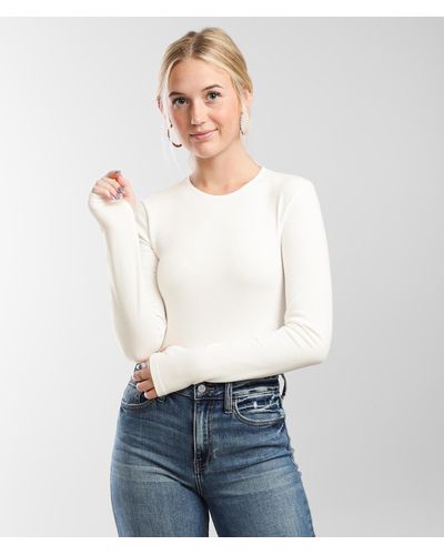 Gilded Intent Ribbed Knit Cropped Top - White
