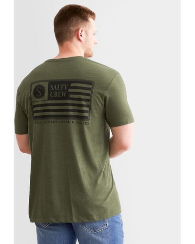 Salty Crew Freedom Flag Gray T-shirt - Green