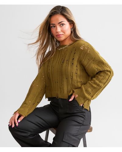 Gilded Intent Destructed Sweater - Green