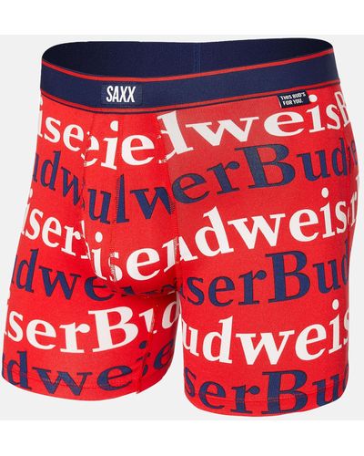 Saxx Underwear Co. Daytripper Budweiser Stretch Boxer Briefs - Red