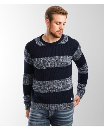 Jack & Jones Pannel Striped Knit Sweater - Blue