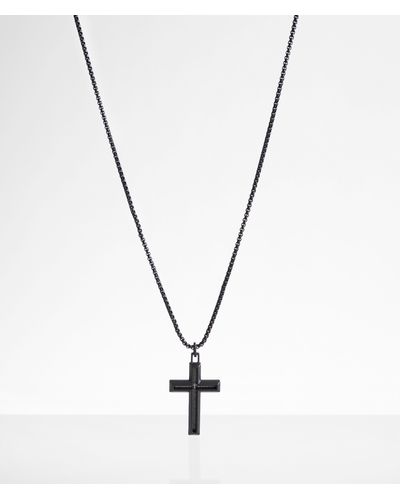 BKE Lord's Prayer Double Cross 28" Necklace - Metallic