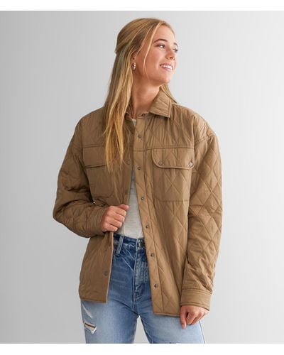 BKE Quilted Lightweight Shacket - Brown