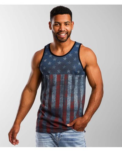 Affliction American Customs Faded Glory Tank Top - Blue