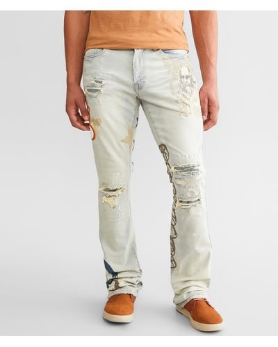 Smoke Rise Stacked Flare Stretch Jean - Natural