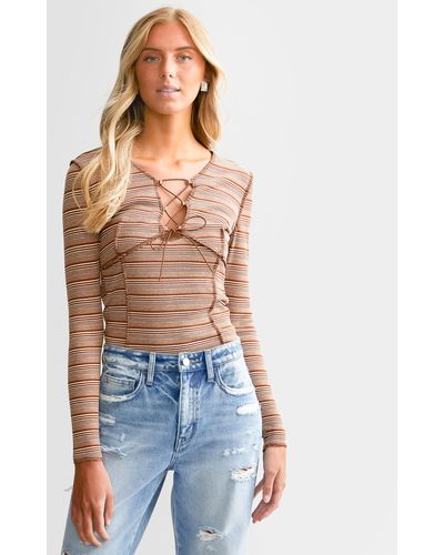 Gilded Intent Lace-up Top - Blue