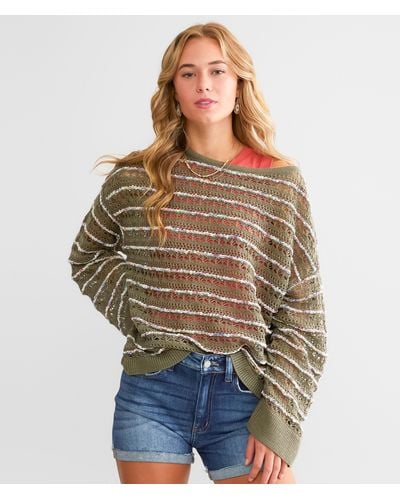 Daytrip Color Pop Striped Sweater - Brown