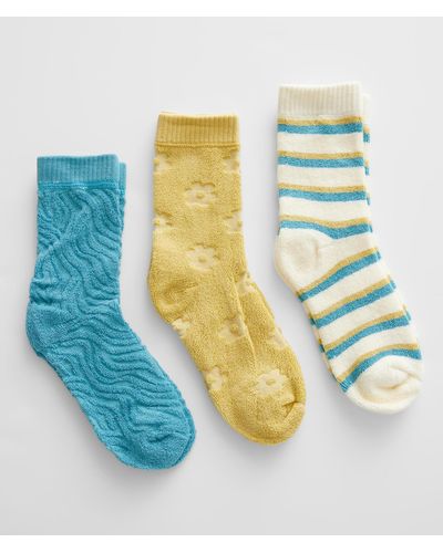Muk Luks 3 Pack Terry Cloth Socks - Blue