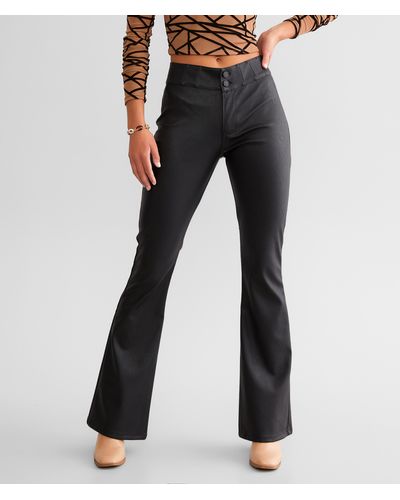 Kancan Kan Can High Rise Pleather Flare Pant - Black