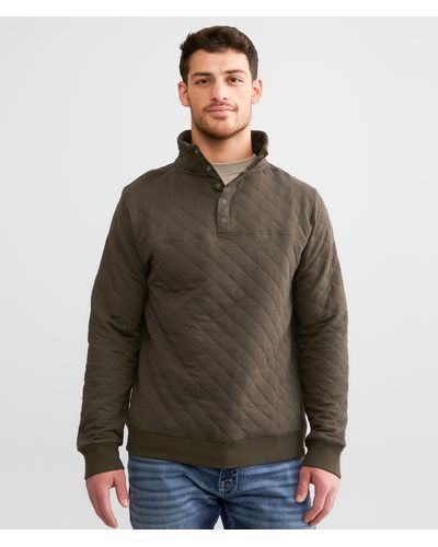 Tentree Quilted Quarter Snap Pullover - Brown