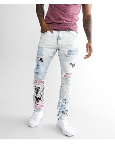 Smoke Rise Patched Taper Stretch Jean - Multicolor