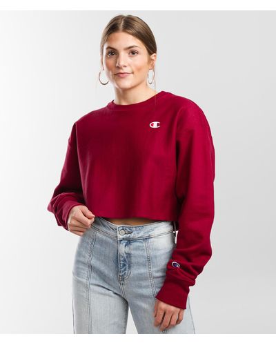 Champion Reverse Weave Cropped Sweatshirt - Red