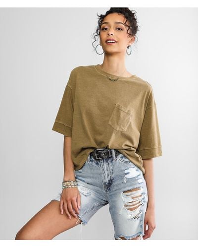 Free People Alissa Pocket Washed T-shirt - Green