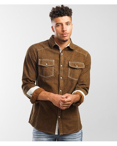 BKE Brushed Woven Tailored Shirt - Brown