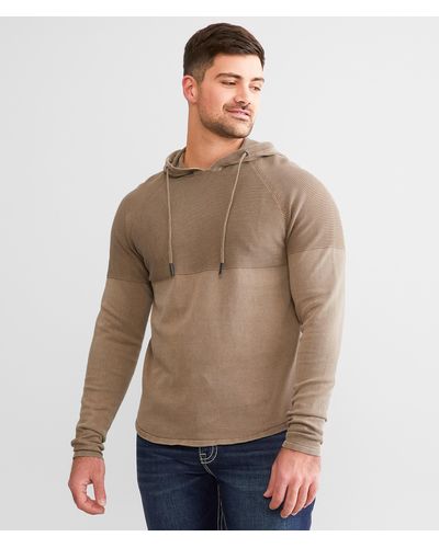 BKE Stonewash Crossover Hooded Sweater - Brown
