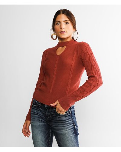 BKE Cable Knit Sweater - Red