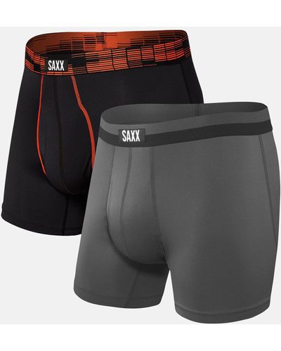 Saxx Underwear Co. Sport Mesh 2 Pack Stretch Boxer Briefs - Black