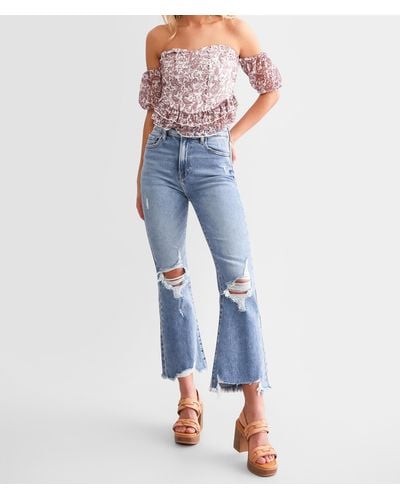Hidden Jeans Happi Cropped Flare Stretch Jean - Blue
