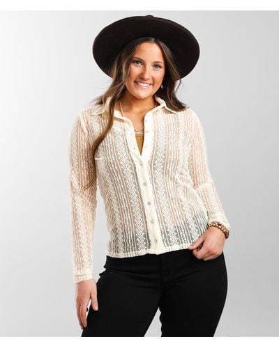 BKE Collared Lace Blouse - White