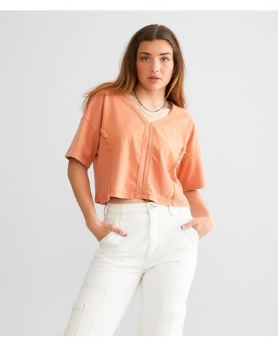 Gilded Intent Washed Boxy Cropped Top - Orange