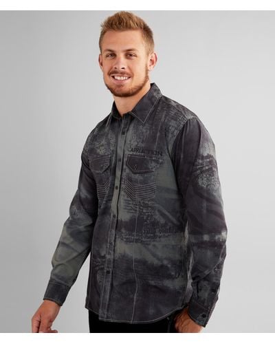Affliction American Customs Traction Stretch Shirt - Gray