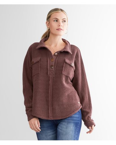 BKE French Terry Henley Pullover - Brown