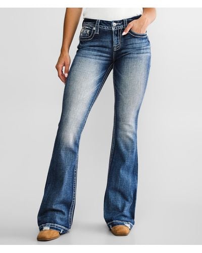 Miss Me Low Rise Flare Stretch Jean - Blue