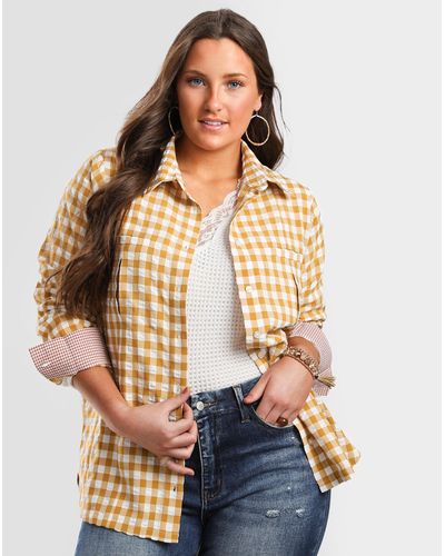 BKE Plaid Eased Fit Shirt - Yellow