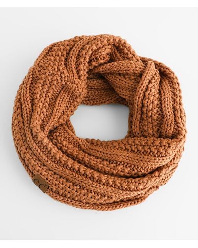 Cc Ribbed Infinity Scarf - Brown