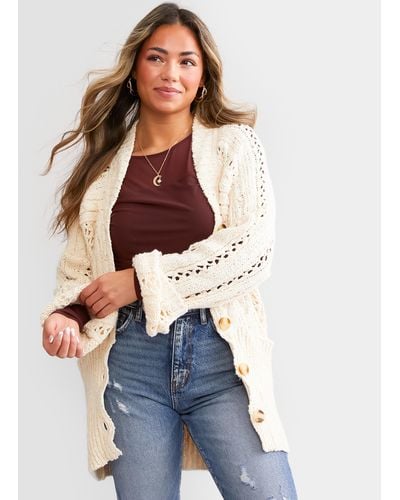 Free People Cable Cardigan Sweater - Blue