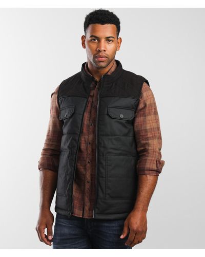 Buckle Black Mixed Media Vest - Black