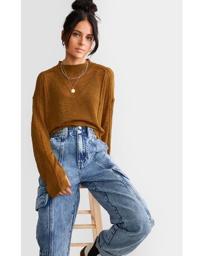 Gilded Intent Boxy Cropped Sweater - Blue
