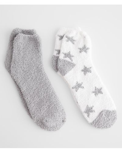 BKE 2 Pack Fuzzy Socks - White