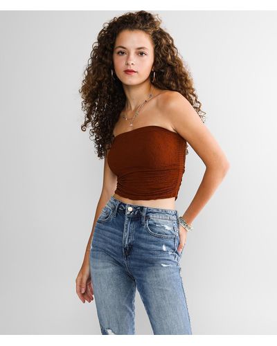 Gilded Intent Seamless Cropped Tube Top - Brown