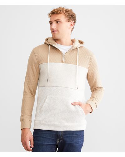 Departwest Quilted Color Block Hoodie - White
