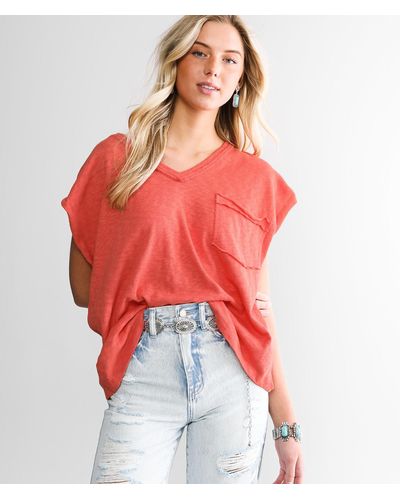 BKE Boxy Knit Top - Red